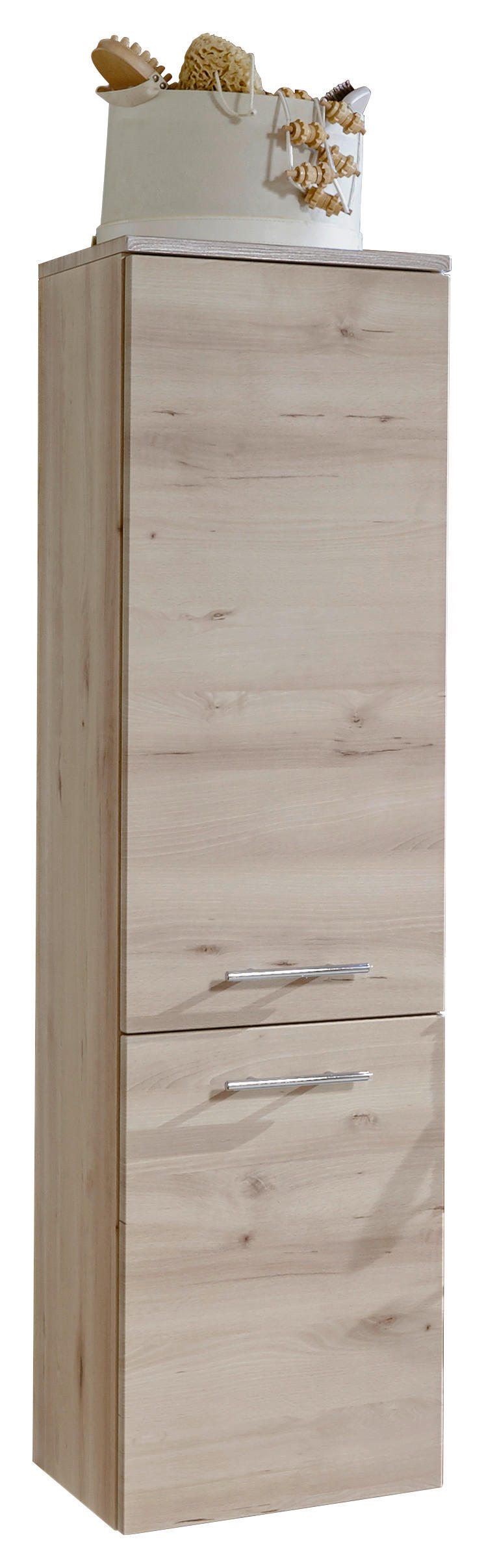 MIDISCHRANK 40/148,7/34,8 cm  - Chromfarben/Buchefarben, KONVENTIONELL, Glas/Holzwerkstoff (40/148,7/34,8cm) - Welnova