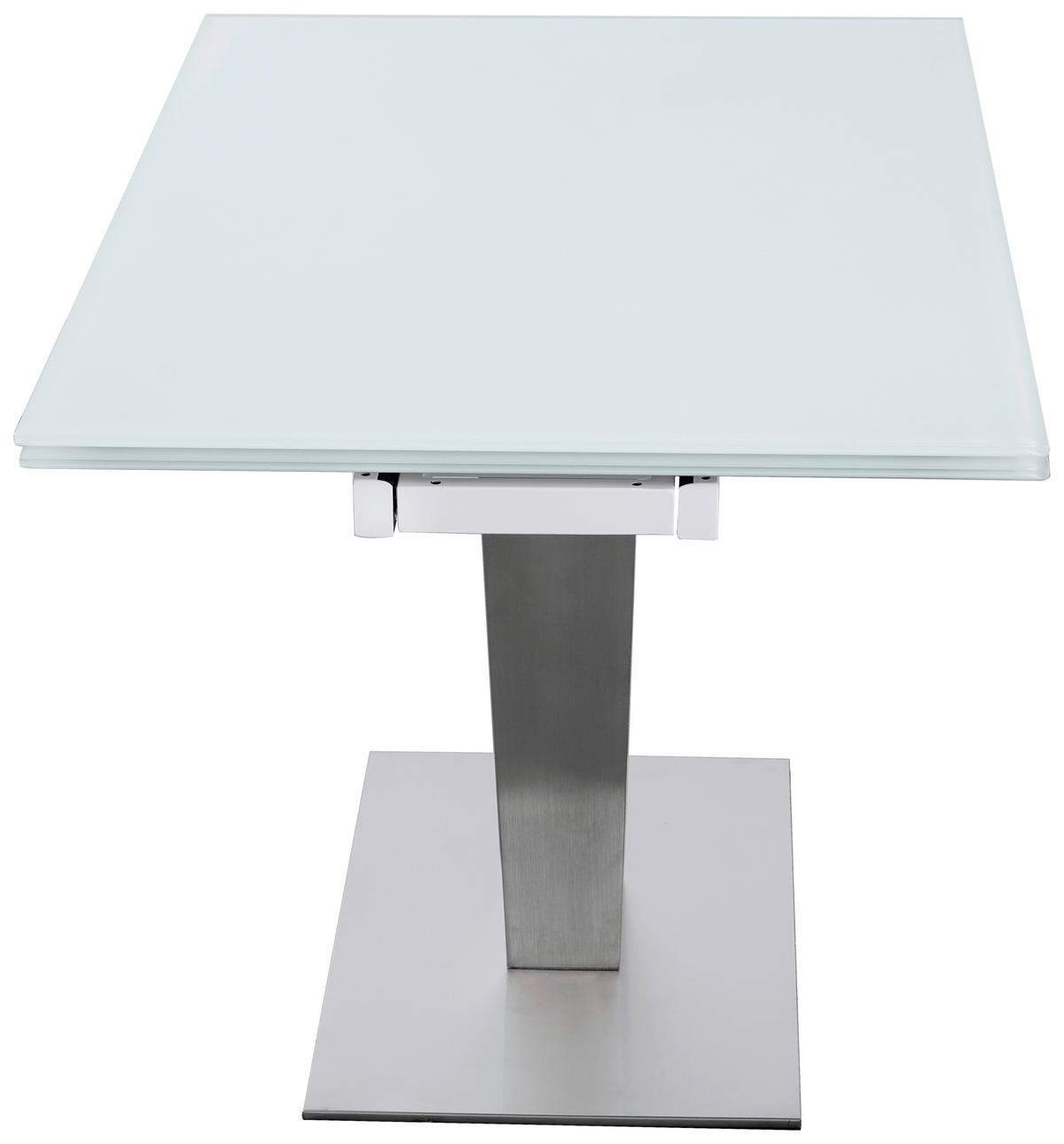 ESSTISCH  Metall, Glas ausziehbar rechteckig Weiß, Edelstahlfarben  - Edelstahlfarben/Weiß, Design, Glas/Metall (120-179/80/76cm) - Novel