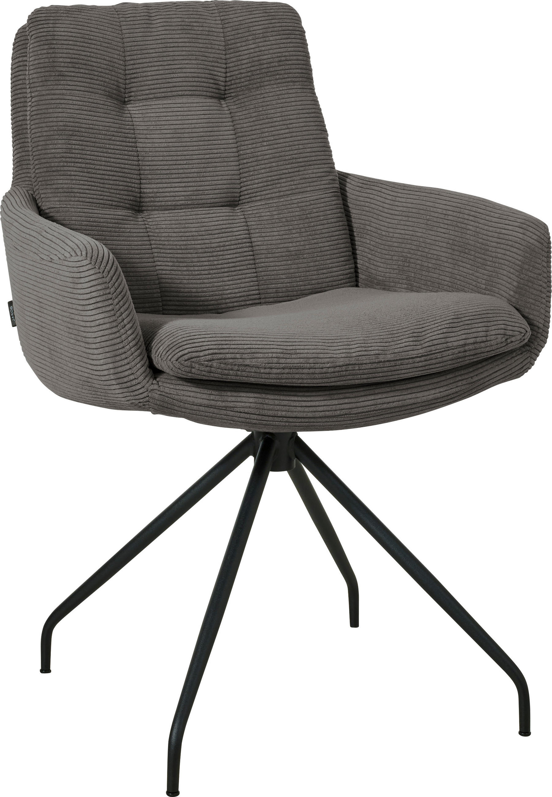 ARMLEHNSTUHL  Stoffauswahl, Typenauswahl, Sitzfläche 360° drehbar, Gestellauswahl Cord  - Anthrazit/Schwarz, Design, Textil/Metall (63/90/69cm) - Johann Jakob