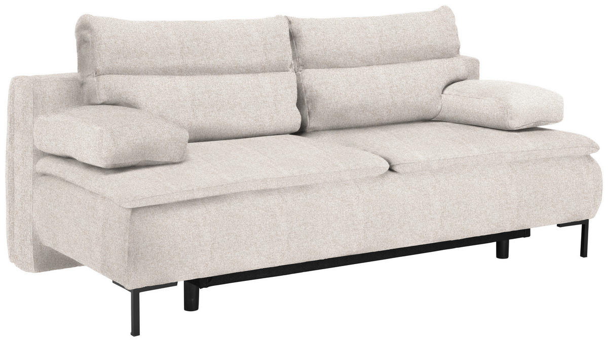 BOXSPRINGSOFA in Webstoff Beige  - Beige/Schwarz, Design, Textil/Metall (202/93/100cm) - Novel