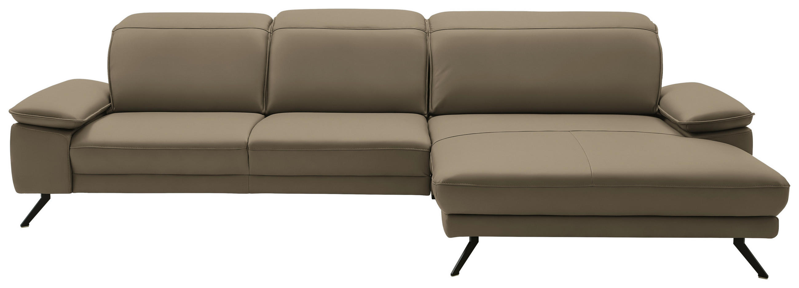 ECKSOFA in Echtleder Hellbraun  332/193 cm  - Hellbraun/Schwarz, Design, Leder/Metall (332/193cm) - Dieter Knoll