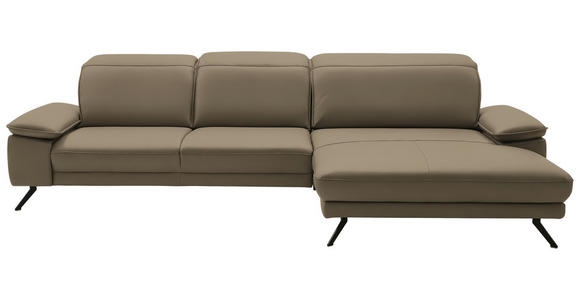 ECKSOFA in Echtleder Hellbraun  - Hellbraun/Schwarz, Design, Leder/Metall (332/193cm) - Dieter Knoll