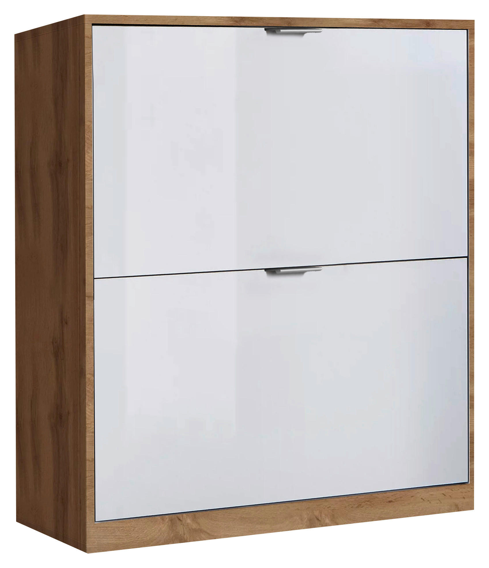 PANTOFAR 64/82/19 cm  - alb lucios intens/culoare aluminiu, Basics, material pe bază de lemn (64/82/19cm) - Xora