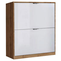 PANTOFAR 64/82/19 cm  - alb lucios intens/culoare aluminiu, Basics, material pe bază de lemn (64/82/19cm) - Xora