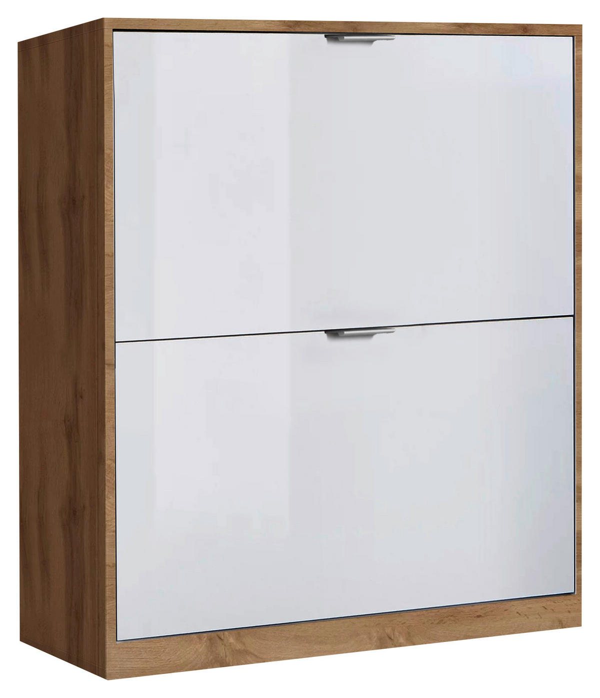 PANTOFAR 64/82/19 cm  - alb lucios intens/culoare aluminiu, Basics, material pe bază de lemn (64/82/19cm) - Xora