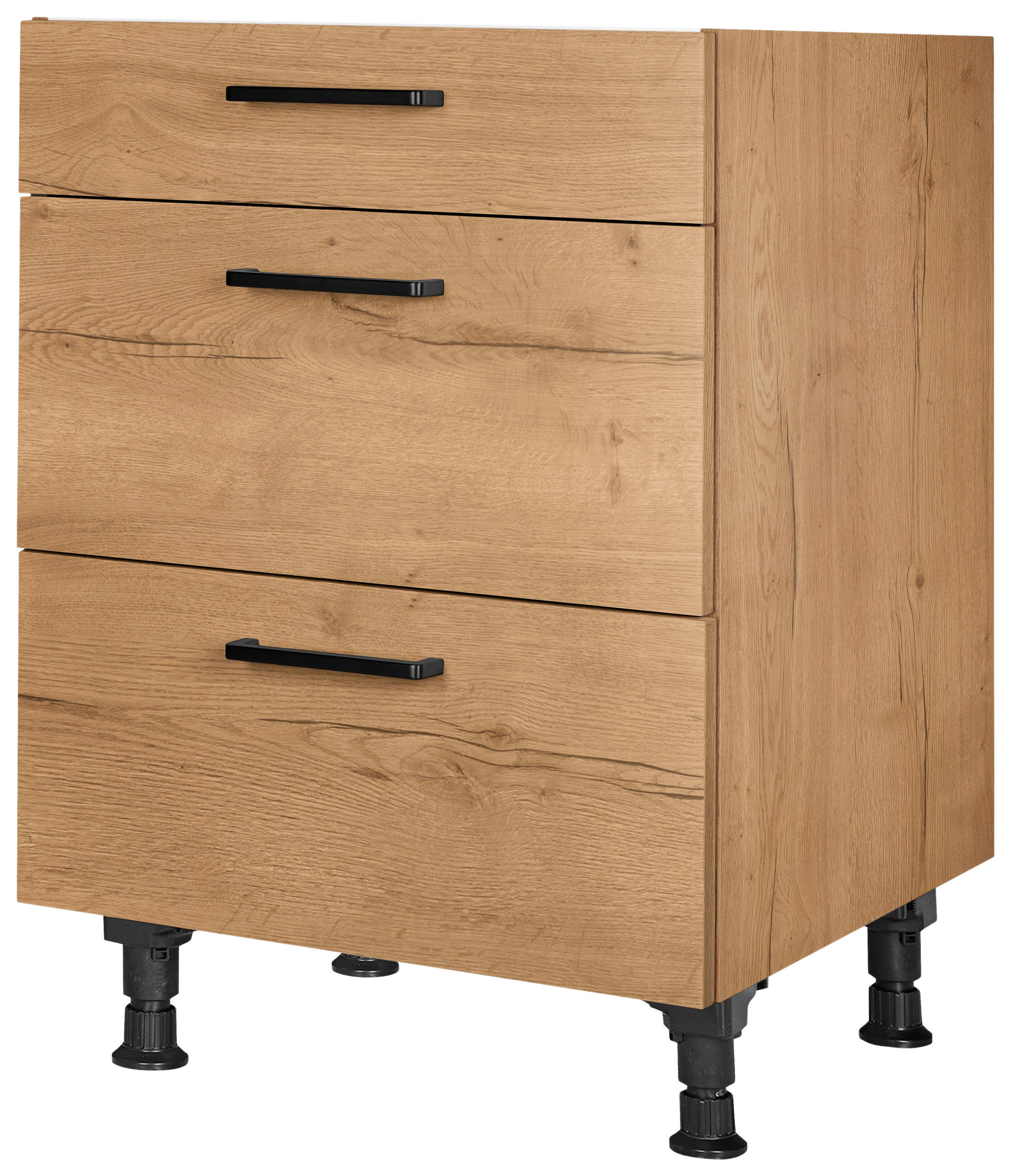 SCHUBKASTENUNTERSCHRANK 60/87/56 cm  in Eichefarben  - Eichefarben/Schwarz, MODERN, Holzwerkstoff/Metall (60/87/56cm) - Nobilia