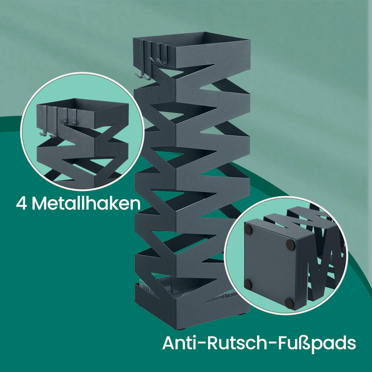SCHIRMSTÄNDER Metall Grau  - Grau, Basics, Metall (15,5/49/15,5cm)