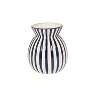 VASE 19 cm  - Weiß/Dunkelblau, LIFESTYLE, Keramik (16,5/19cm) - Ambia Home