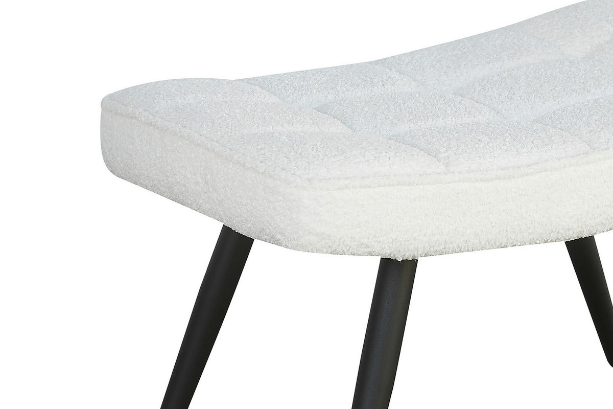 HOCKER Bouclé Elfenbein  - Elfenbein/Schwarz, Basics, Textil/Metall (60/39/41cm) - MID.YOU