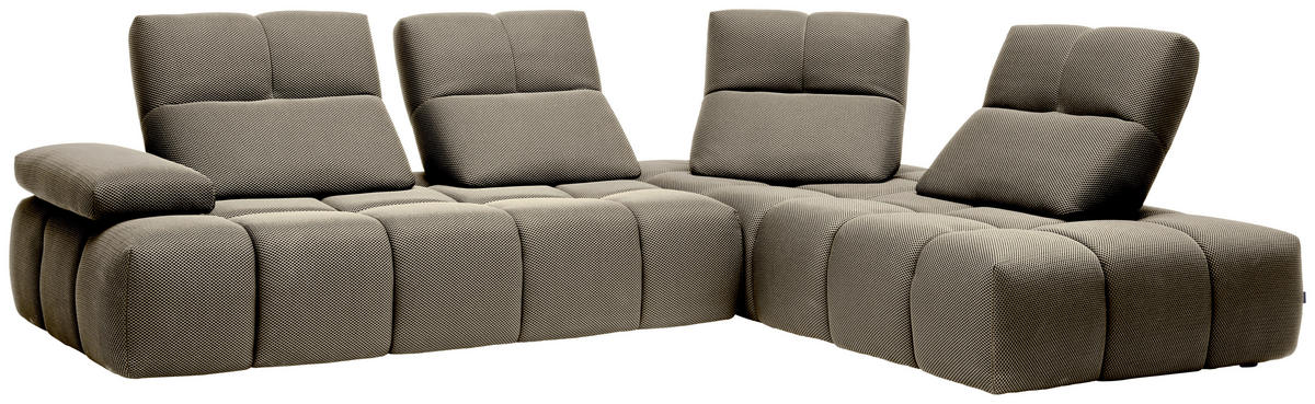 ECKSOFA Struktur Beigebraun  - Beigebraun/Schwarz, Design, Kunststoff/Textil (313/233cm) - Belluti