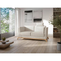 2,5-SITZER Flachgewebe Creme  - Eichefarben/Creme, KONVENTIONELL, Holz/Textil (183/84/93cm) - Sit & More