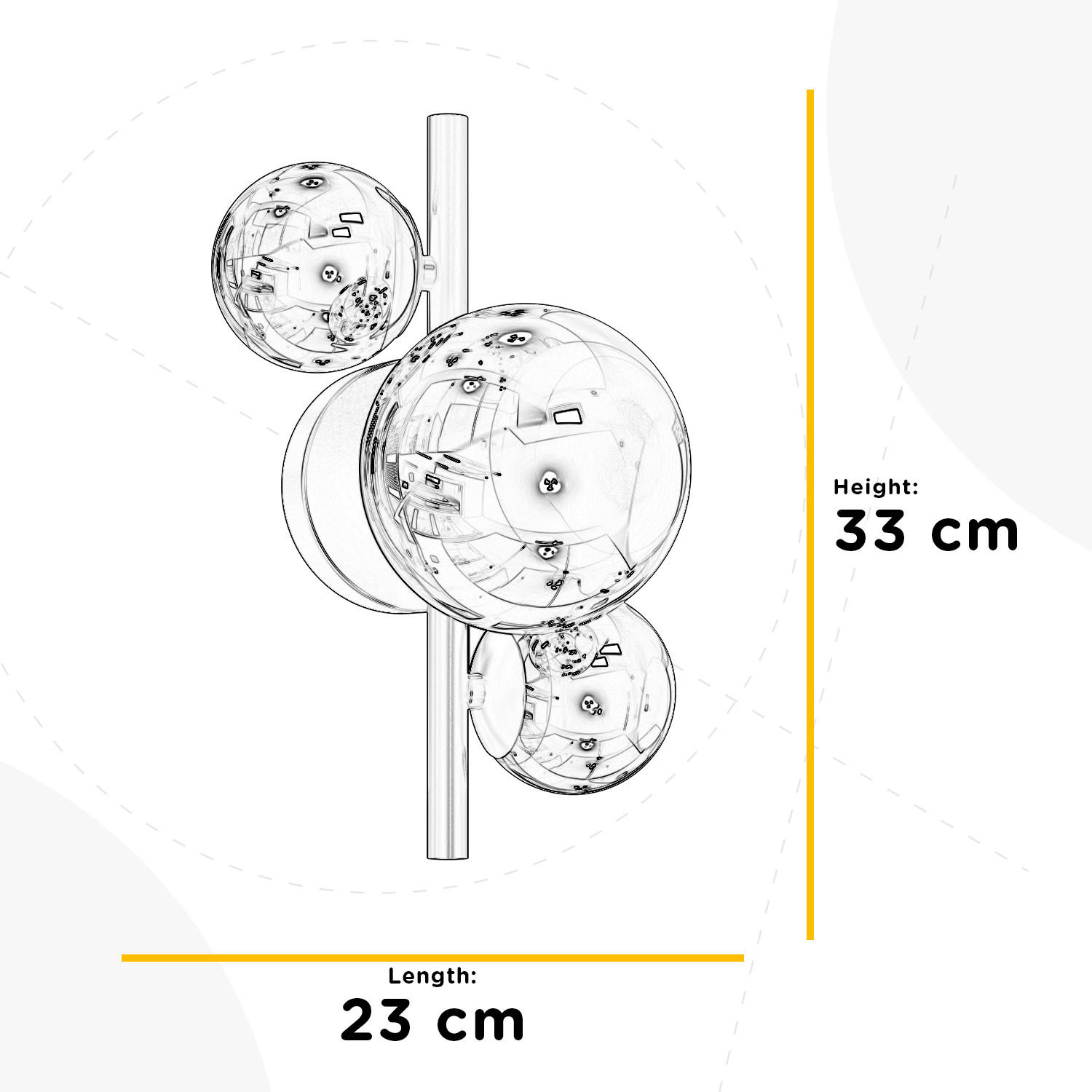 WANDLEUCHTE Paloma 23/33/18 cm   - Goldfarben, Design, Glas/Metall (23/33/18cm)