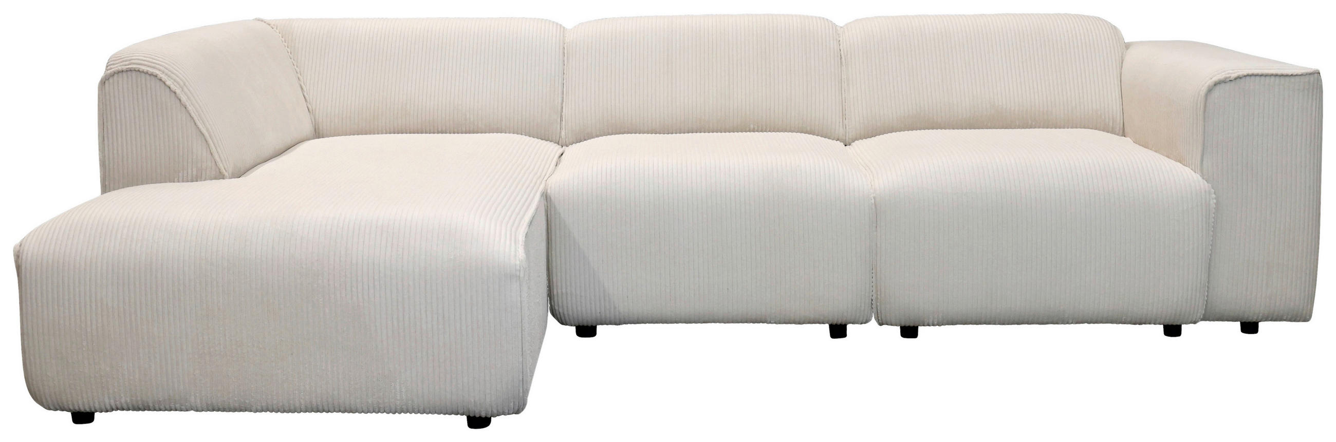 ECKSOFA ANTHONY Beige Cord  - Beige/Schwarz, Design, Kunststoff/Textil (163/275cm) - MID.YOU