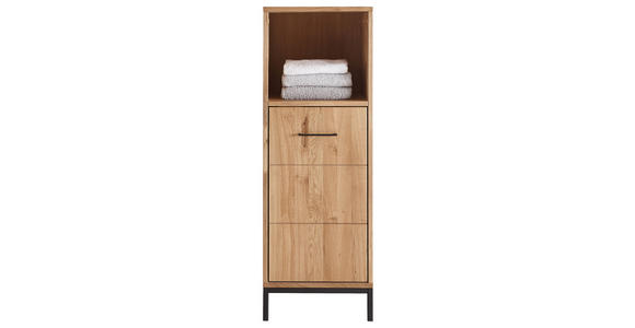MIDISCHRANK 40/115/35 cm  - Wildeiche/Schwarz, Basics, Holz/Metall (40/115/35cm) - Linea Natura