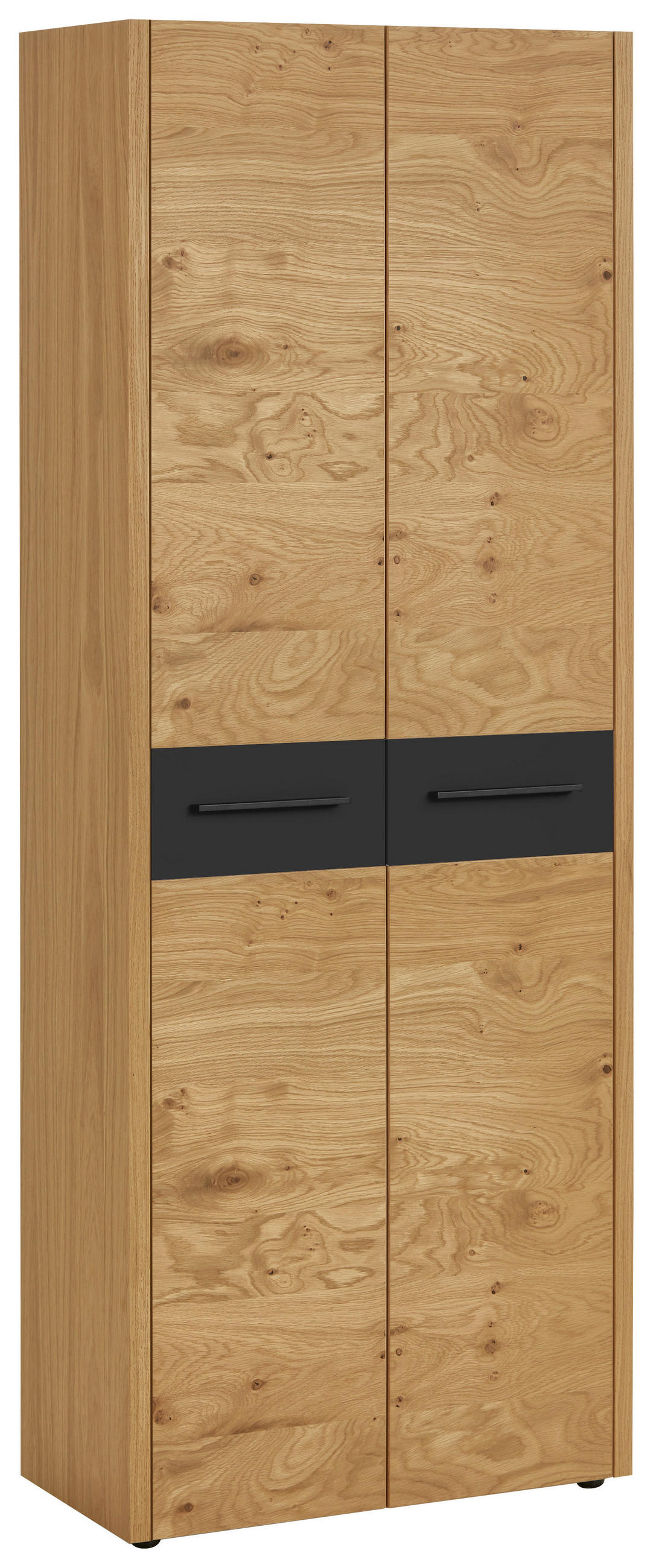 GARDEROBENSCHRANK Eiche, Balkeneiche furniert Schwarz, Eichefarben - Eichefarben/Schwarz, Design, Holz/Holzwerkstoff (73/193/37cm)