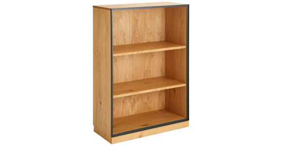 AKTENREGAL Asteiche teilmassiv Eichefarben, Graphitfarben  - Eichefarben/Graphitfarben, Natur, Holz/Holzwerkstoff (86/122/40cm) - Linea Natura
