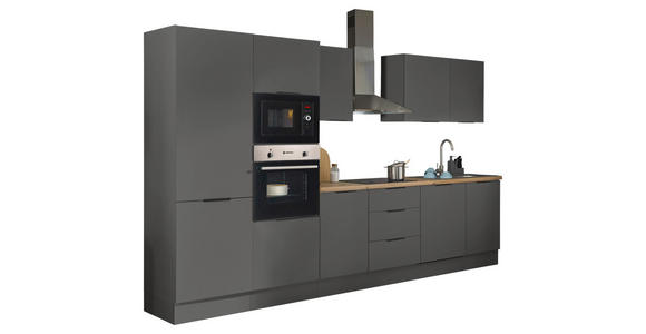 KÜCHENBLOCK in Graphitfarben - Schwarz/Graphitfarben, Basics, Holzwerkstoff/Metall (340/211/60cm) - Xora