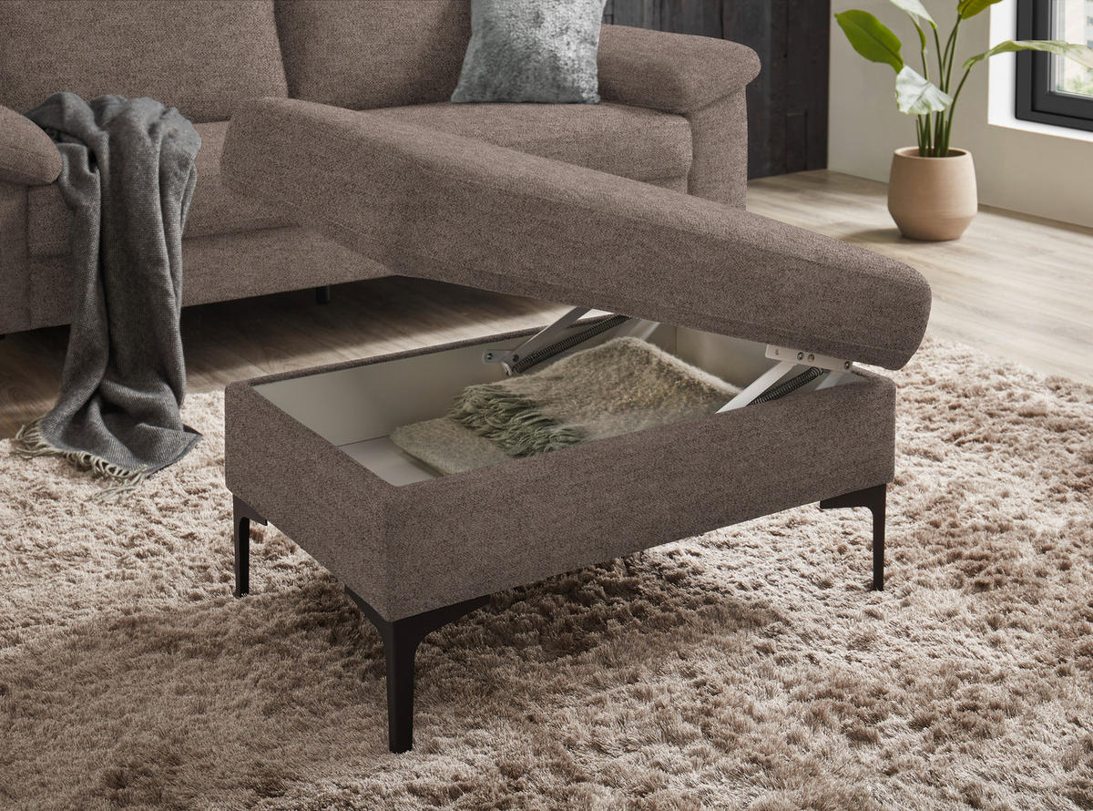 2,5-SITZER in Flachgewebe Taupe  - Taupe/Schwarz, Design, Textil/Metall (206/86/97cm) - Pure Home Lifestyle