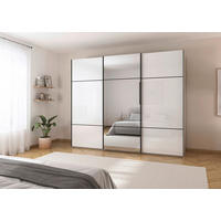 SCHWEBETÜRENSCHRANK 301/223/68 cm 3-türig Champagner, Weiß  - Champagner/Schwarz, KONVENTIONELL, Glas/Holzwerkstoff (301/223/68cm) - Novel