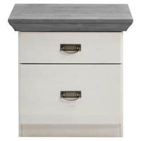 NACHTSCHRANK 58/57/48 cm Kiefer massiv  - Silberfarben/Weiß, ROMANTIK / LANDHAUS, Holz/Metall (58/57/48cm) - Boxxx
