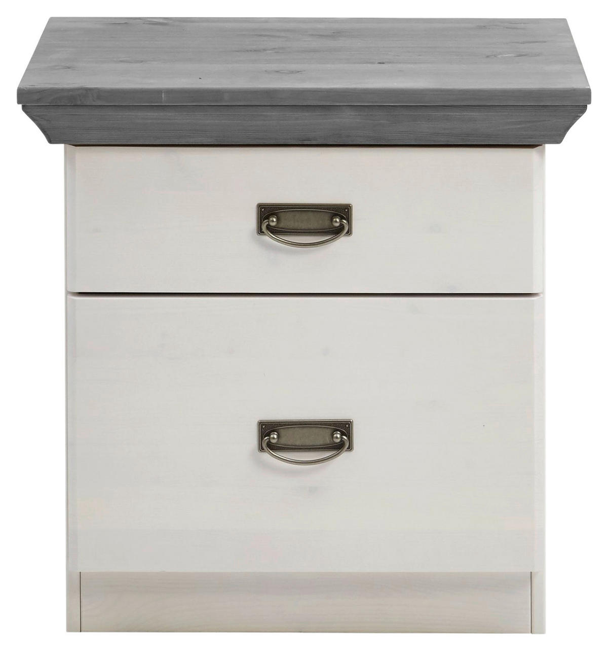 NACHTSCHRANK 58/57/48 cm Kiefer massiv  - Silberfarben/Weiß, ROMANTIK / LANDHAUS, Holz/Metall (58/57/48cm) - Boxxx