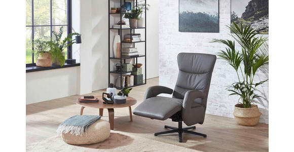 RELAXSESSEL in Leder Grau  - Grau, Design, Leder/Metall (67/108/77cm) - Cantus