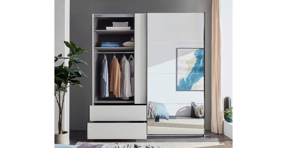 SCHWEBETÜRENSCHRANK  in Schwarz, Weiß  - Schwarz/Weiß, MODERN, Glas/Holzwerkstoff (215/225,5/60,5cm) - Xora