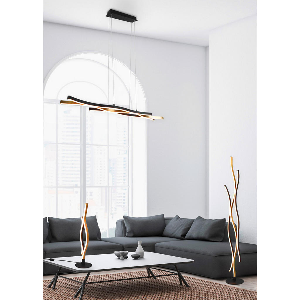 Thumbnail - Trio Leuchten Led-Hängeleuchte Balze, Schwarz, Messing, Metall, 15.5x150x107.5 cm, Lampen & Leuchten, Innenbeleuchtung, ...