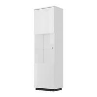 VITRINE Schwarz, Weiss, Weiss Hochglanz  - Weiss Hochglanz/Weiss, Design, Glas/Holzwerkstoff (60/200/40,5cm) - MID.YOU