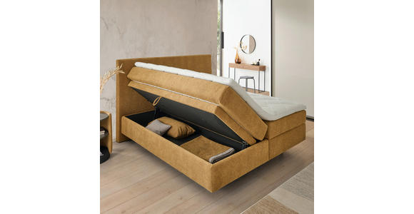 BOXSPRINGBETT 180/200 cm  in Bernsteinfarben  - Bernsteinfarben/Schwarz, KONVENTIONELL, Holz/Holzwerkstoff (180/200cm) - Dieter Knoll