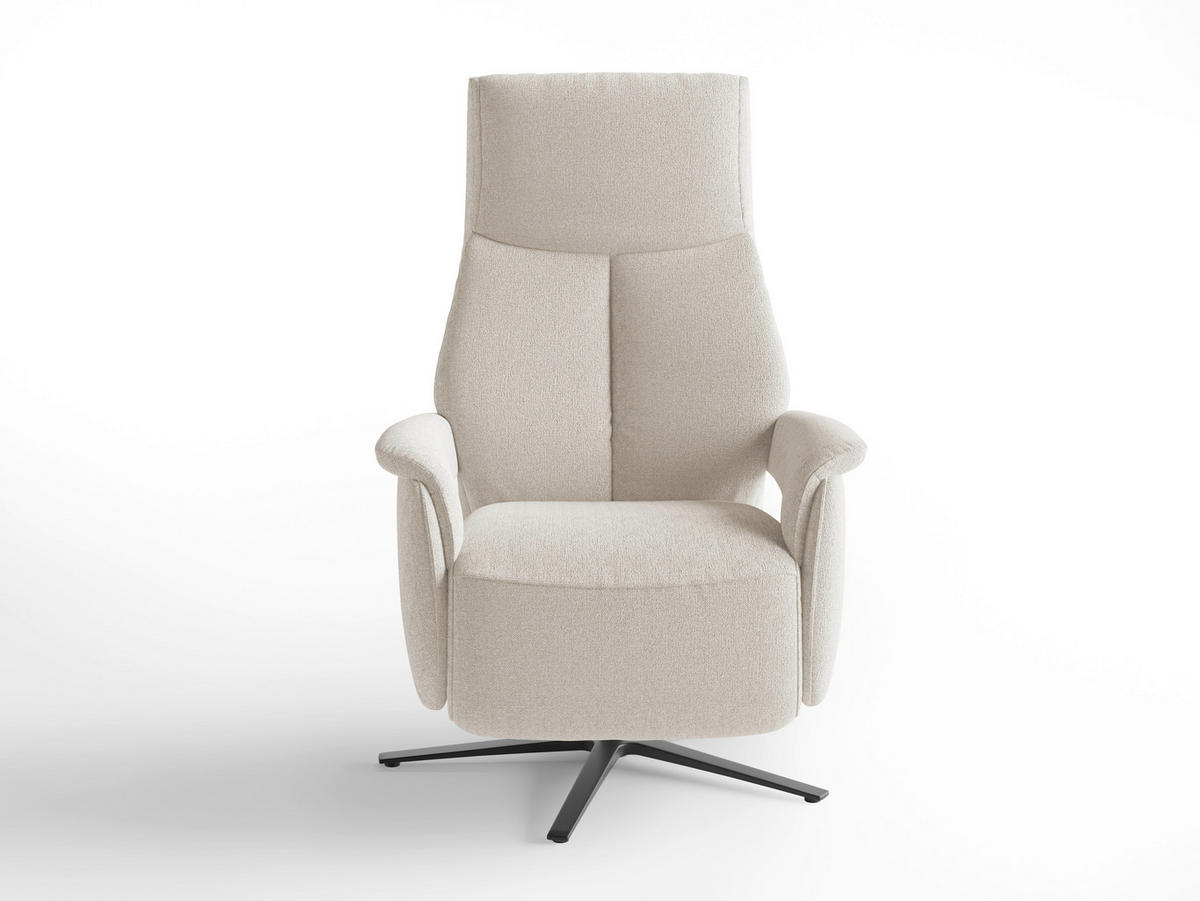 RELAXSESSEL TV LAZY E XS1 Chenille Kopfteilverstellung, Rücken echt    - Creme/Schwarz, Basics, Textil/Metall (75/110/85cm) - Sit & More