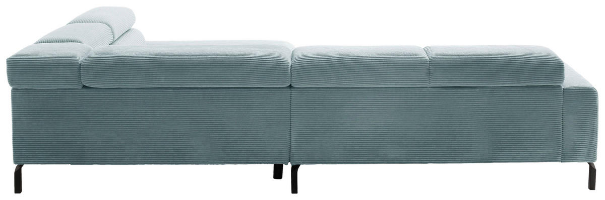 ECKSOFA inkl. Funktion in Cord Hellblau  - Schwarz/Hellblau, Modern, Textil/Metall (309/219cm) - Pure Home Lifestyle