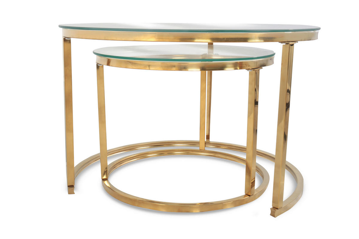 SET KLUB STOLIĆA višebojno, bijela, zlatne boje, prozirno  metal, staklo  - bijela/višebojno, Design, staklo/metal (50-70/50-70/38-45cm) - MID.YOU