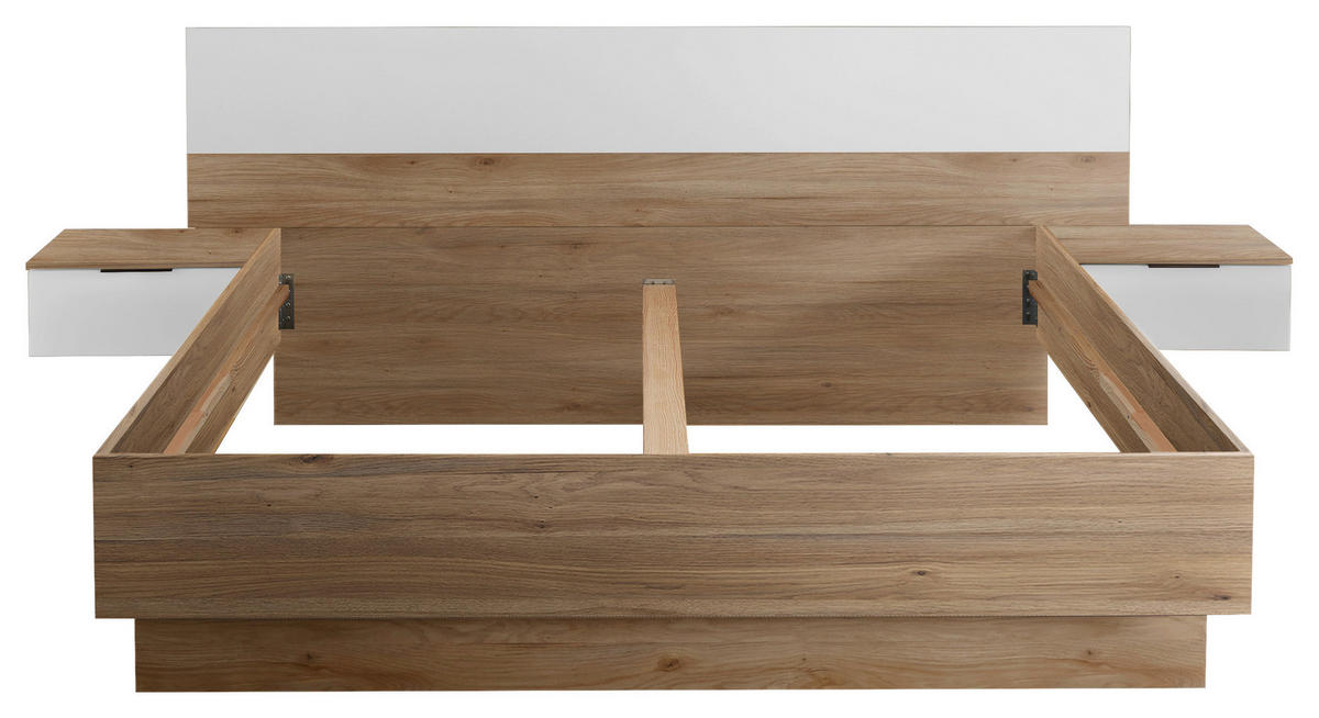 BETTANLAGE 180/200 cm  in Weiß, Eichefarben  - Eichefarben/Weiß, KONVENTIONELL, Holzwerkstoff (180/200cm) - Carryhome