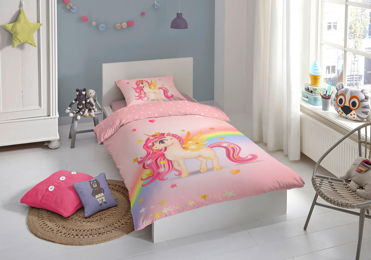 OTROŠKA POSTELJNINA LITTLE 140/200 cm renforcé večbarvno, pink  - pink/večbarvno, Basics, tekstil (140/200cm) - Ben'n'jen