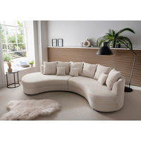 WOHNLANDSCHAFTOttomane rechts, organische Form  in Cord Beige  - Beige/Schwarz, Design, Kunststoff/Textil (160/300cm) - Livetastic