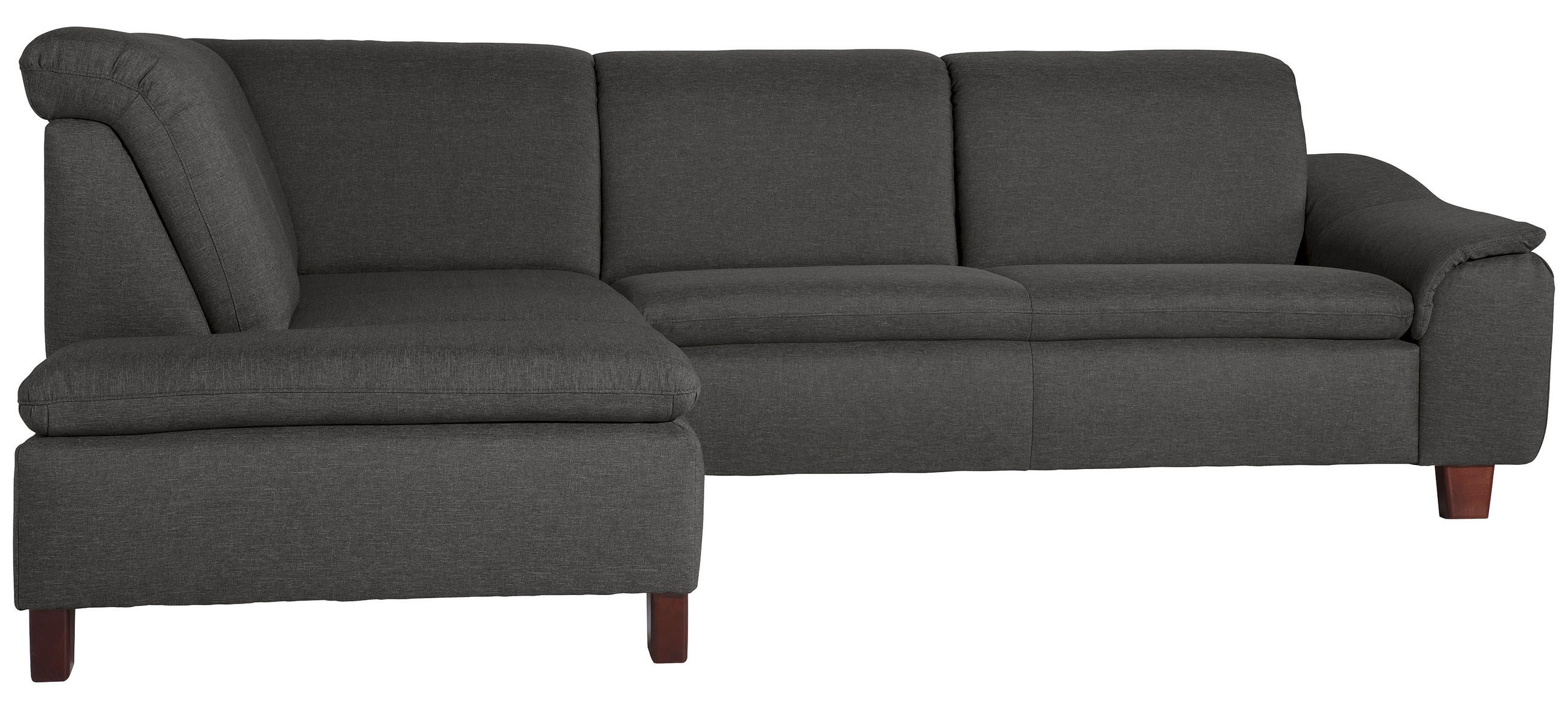 ECKSOFA Anthrazit Flachgewebe  - Anthrazit/Nussbaumfarben, Design, Holz/Textil (247/82/187cm) - Max Winzer