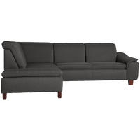 ECKSOFA Anthrazit Flachgewebe  - Anthrazit/Nussbaumfarben, Design, Holz/Textil (247/82/187cm) - Max Winzer