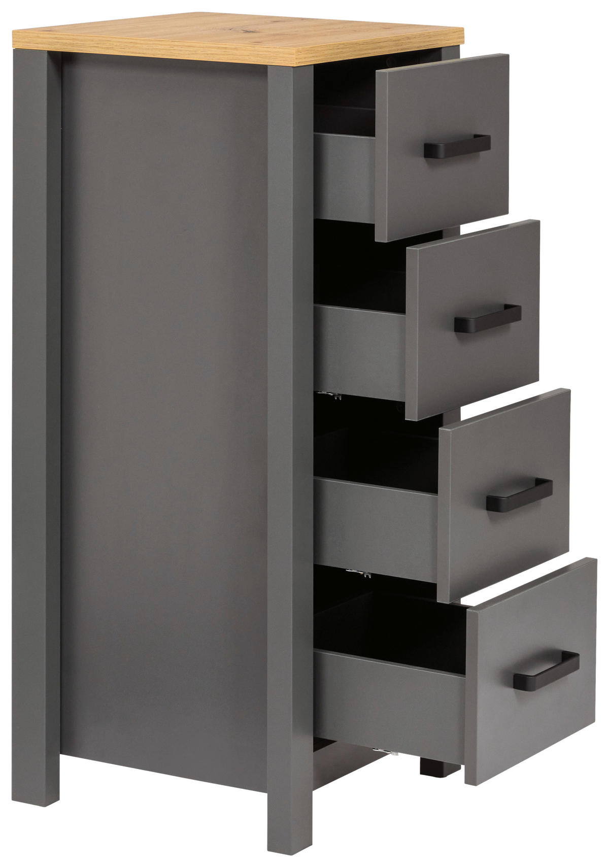 MIDISCHRANK 42/94/40 cm  - Anthrazit/Schwarz, Natur, Holzwerkstoff/Metall (42/94/40cm) - home24