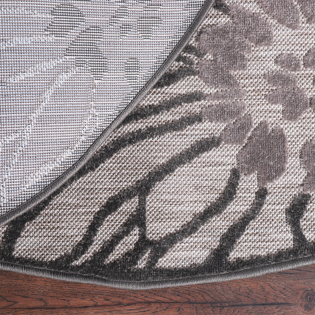 OUTDOORTEPPICH 150 cm Floral Grau, Hellgrau  - Hellgrau/Grau, LIFESTYLE, Kunststoff/Textil (150cm) - Novel