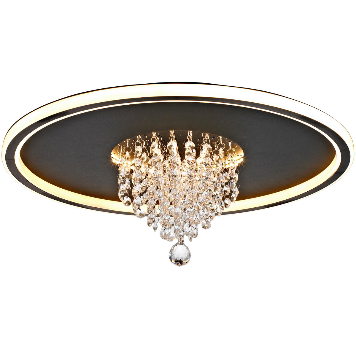 LED-DECKENLEUCHTE Las Vegas 50/20 cm   - Schwarz, LIFESTYLE, Glas/Kunststoff (50/20cm) - Novel