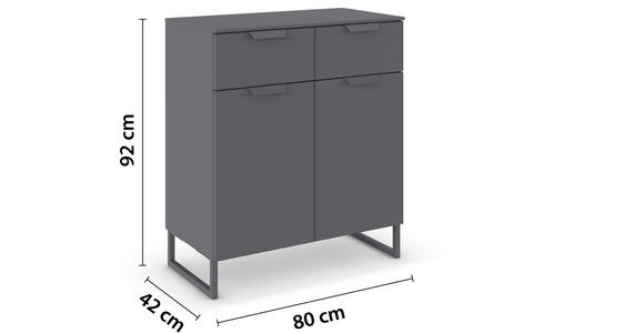 KOMMODE in 80/81/42 cm - Dunkelgrau, Design, Holzwerkstoff/Metall (80/81/42cm) - Carryhome