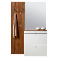 GARDEROBE  in 130/215,5/29,2 cm  - Nussbaumfarben/Weiß, Design, Glas/Holz (130/215,5/29,2cm) - Team 7