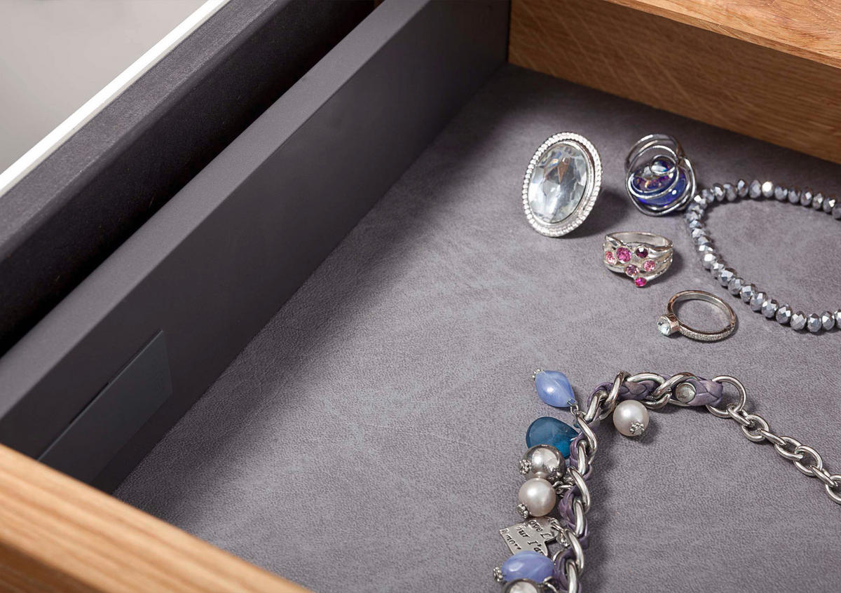 SCHUHSCHRANK Asteiche massiv Anthrazit, Eichefarben  - Eichefarben/Anthrazit, MODERN, Glas/Holz (72/112/37cm) - Linea Natura