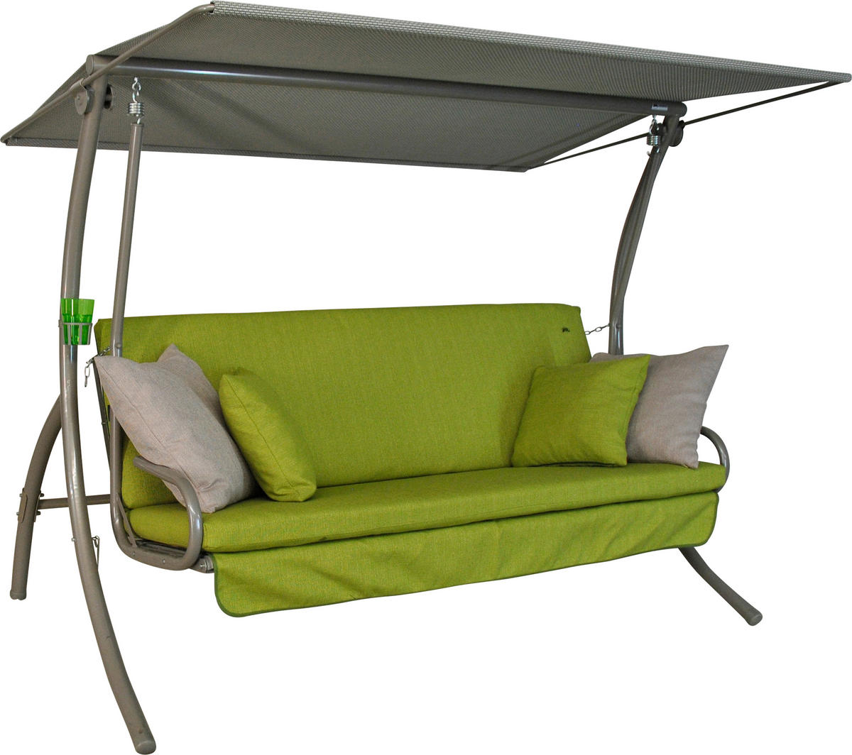 HOLLYWOODSCHAUKEL 210/160/145 cm Hellgrau, Limette  - Dunkelgrau/Anthrazit, Basics, Kunststoff/Textil (210/160/145cm) - Boxxx