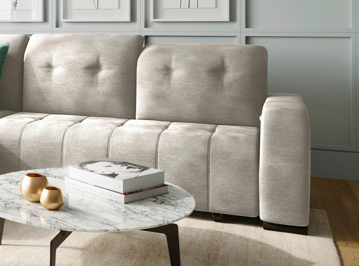 ECKSOFA in Mikrofaser Beige  - Beige/Schwarz, Modern, Textil/Metall (292/185cm) - Livetastic