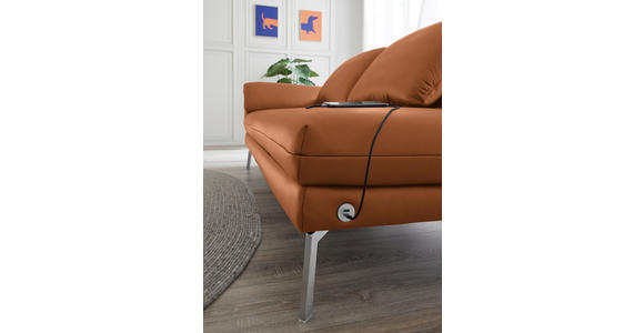 RÉCAMIERE in Echtleder Cognac - Chromfarben/Cognac, Design, Leder/Metall (209/85-109/95-16cm) - Dieter Knoll