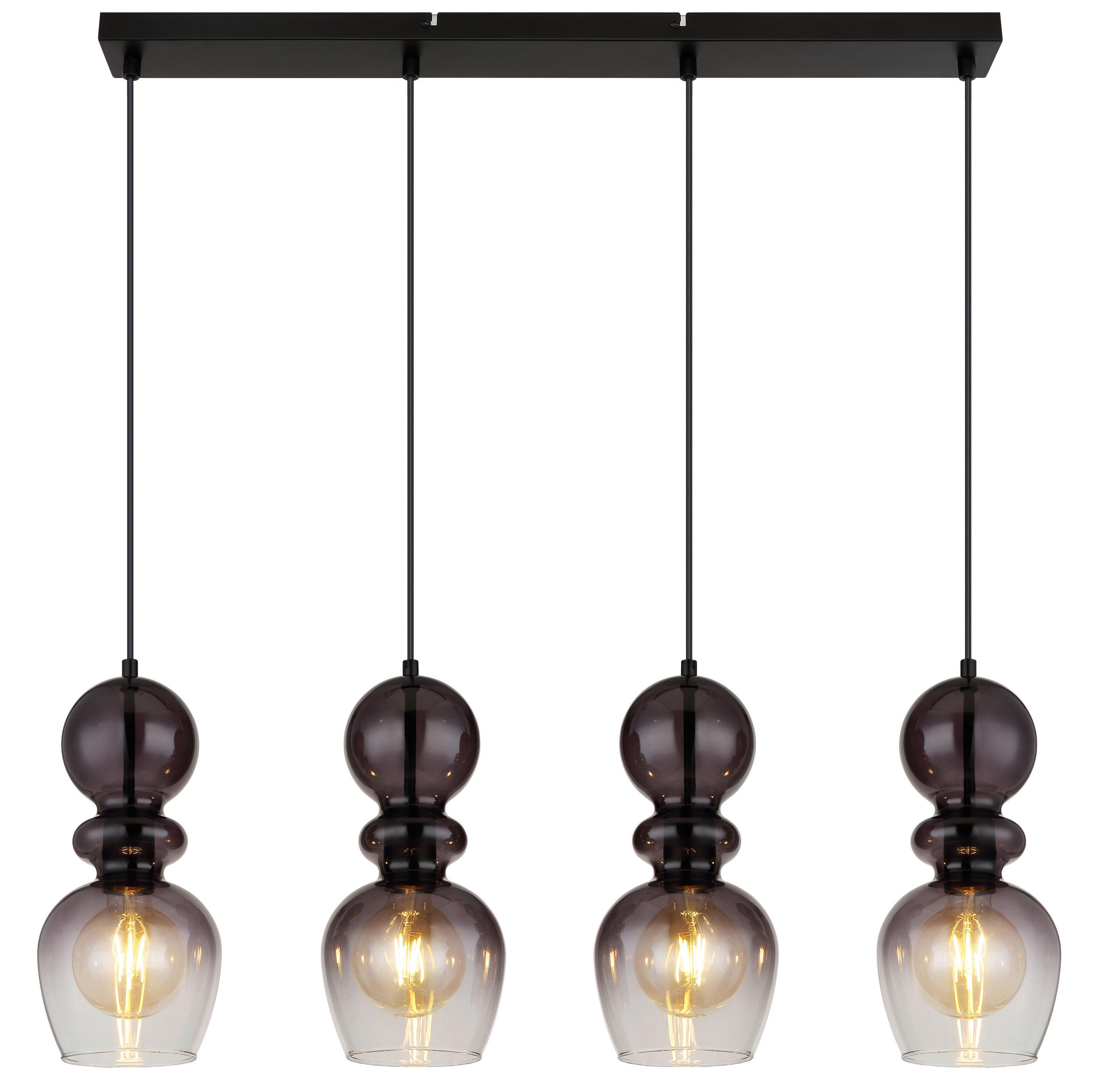 HÄNGELEUCHTE 82/15/150 cm  - Schwarz, KONVENTIONELL, Glas/Kunststoff (82/15/150cm) - Globo