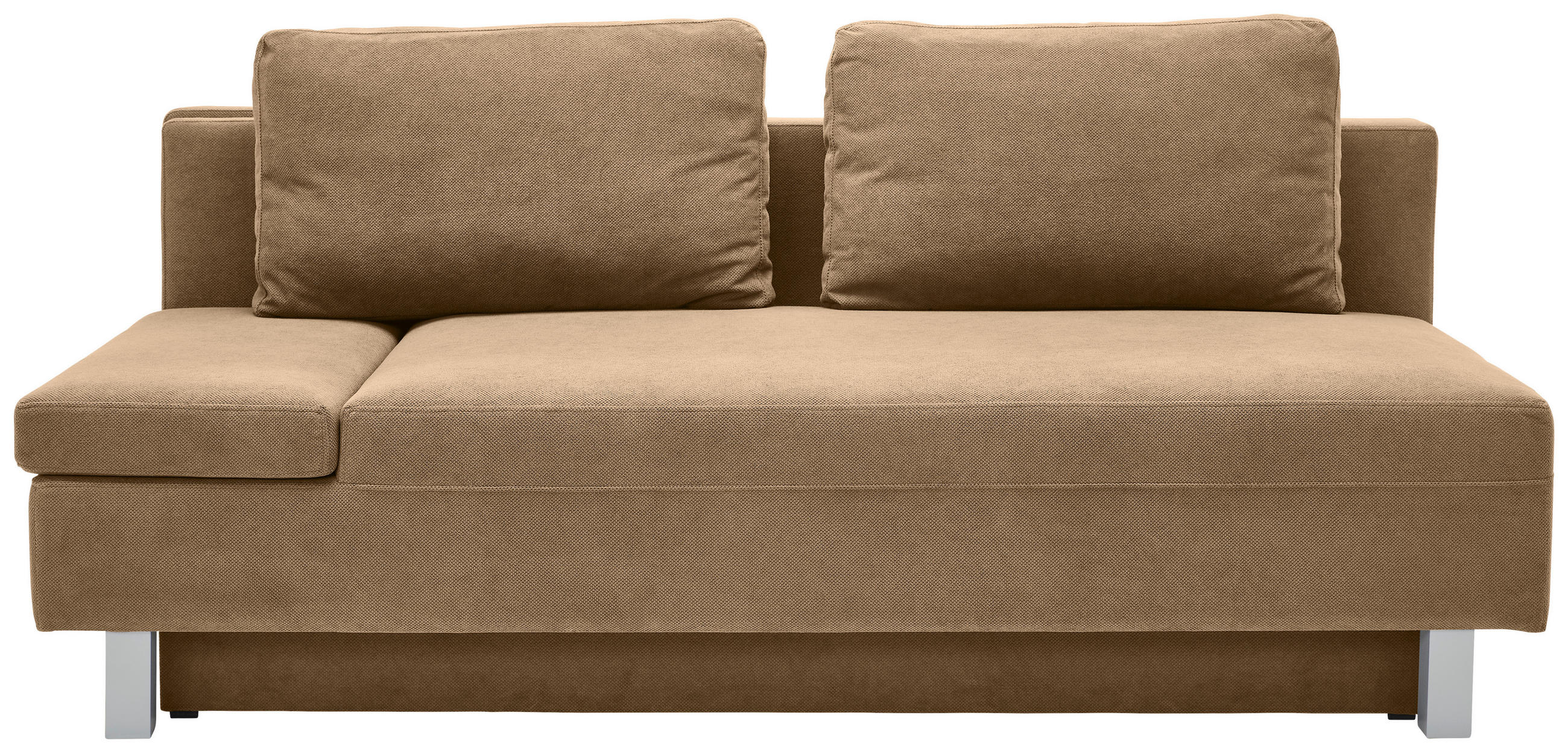 SCHLAFSOFA Flachgewebe Hellbraun  - Chromfarben/Hellbraun, Design, Holz/Textil (205/77-93/99cm) - Novel