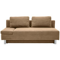 SCHLAFSOFA Flachgewebe Hellbraun  - Chromfarben/Hellbraun, Design, Holz/Textil (205/77-93/99cm) - Novel